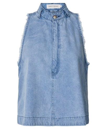 Rabens Saloner - Faya Top - Light Washed Denim